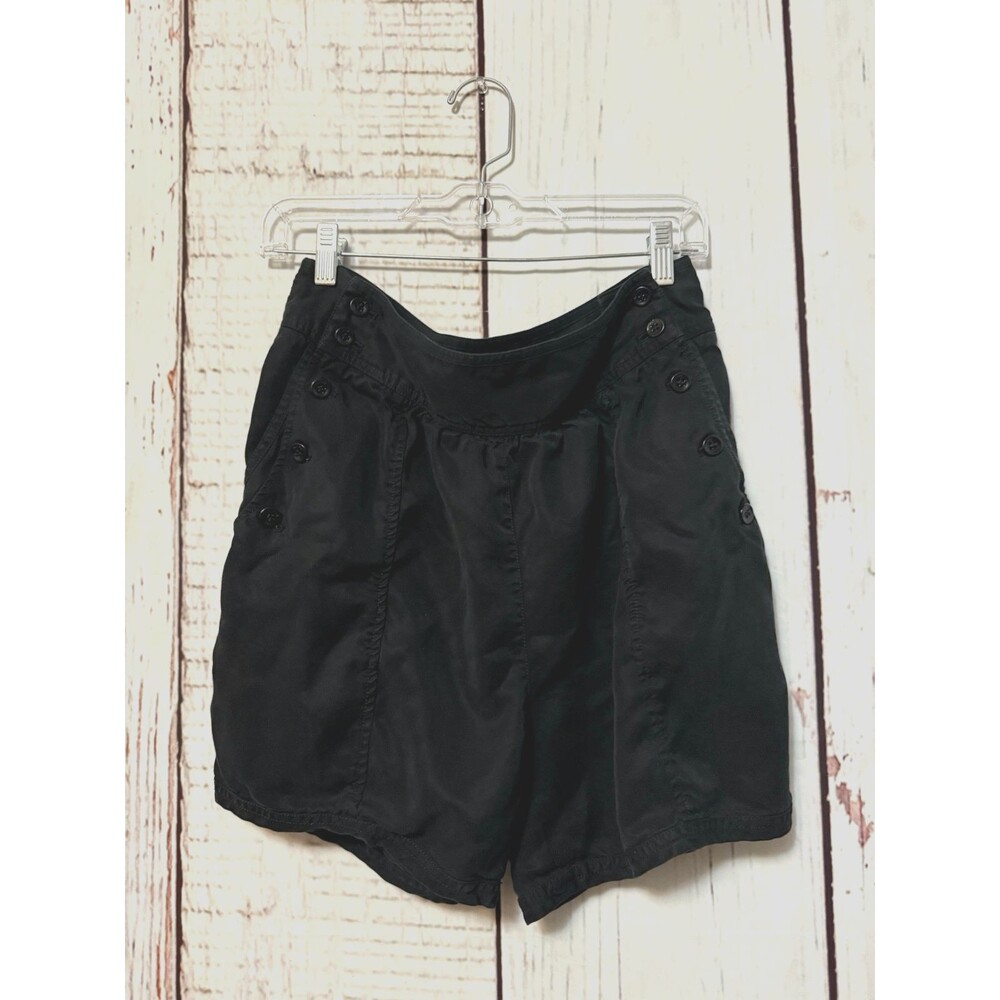 Aritzia Wilfred Pull On Paperbag Mid-Thigh Buttons Lyocell Shorts Black Size 8